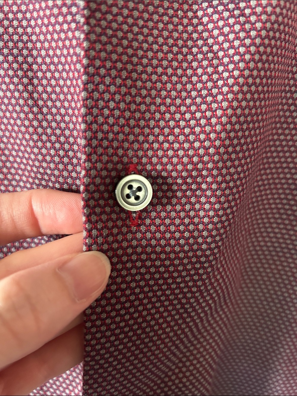 Kenneth Cole Men's Long-Sleeve Dress Shirt — Burgundy Microdot - Picture 3 of 5